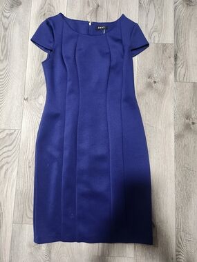 Dkny Royal Blue Cap Sleeve Sheath Dress